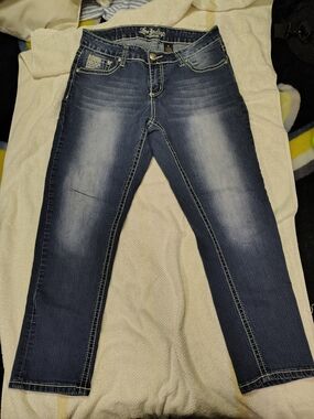 Love Indigo Women's Faded Blue Skinny Jeans